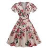 Retro Color Large Hem High Waist Slimming A- line Skirt Short Sleeve