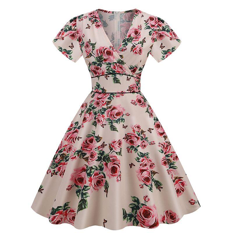 Retro Color Large Hem High Waist Slimming A- line Skirt Short Sleeve