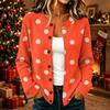 Cardigan de Tricô Casual Feminino com Estampa de Bolinhas, Manga Longa, Fechamento Frontal com Botões, Casaco Suéter para Outono
