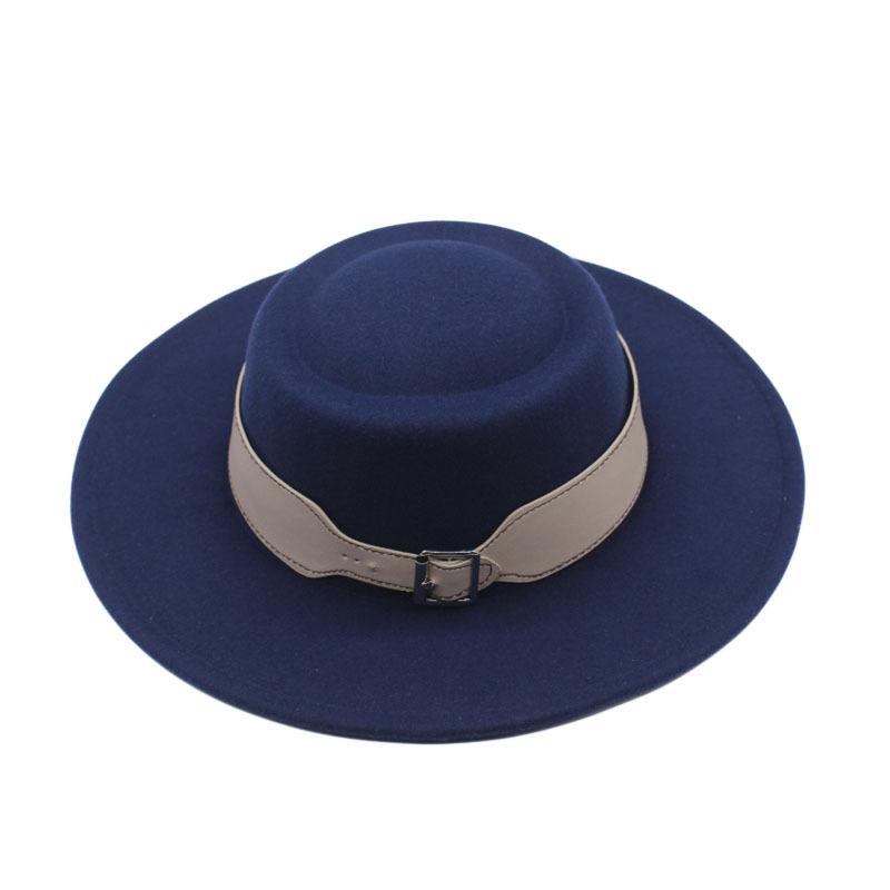 European, American Autumn and Winter Woolen Top Hat Cm Retro British Temperament Big Eaves Jazz Hat Women Felt Hat Korean Street Shot