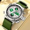 Quartz Wristwatch For Men Fashion Business Nylon Strap Waterproof Big Dial Watch Men Luminous Dual Display Men's Watches