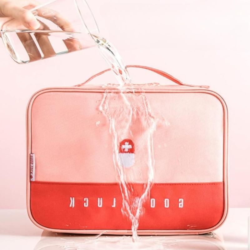 Portable First Aid Kit For Outdoor Hiking Car Family Use Features Multiple Storage Pockets Storage Bag for Home Travel