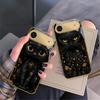 Fantastic Black Cat For IPhone 17Pro Max 16 17 Pro 15 Pro 14 13 Plus 12 Mini 11Pro Max XR 16E 17 Air Golden Glass Phone Case
