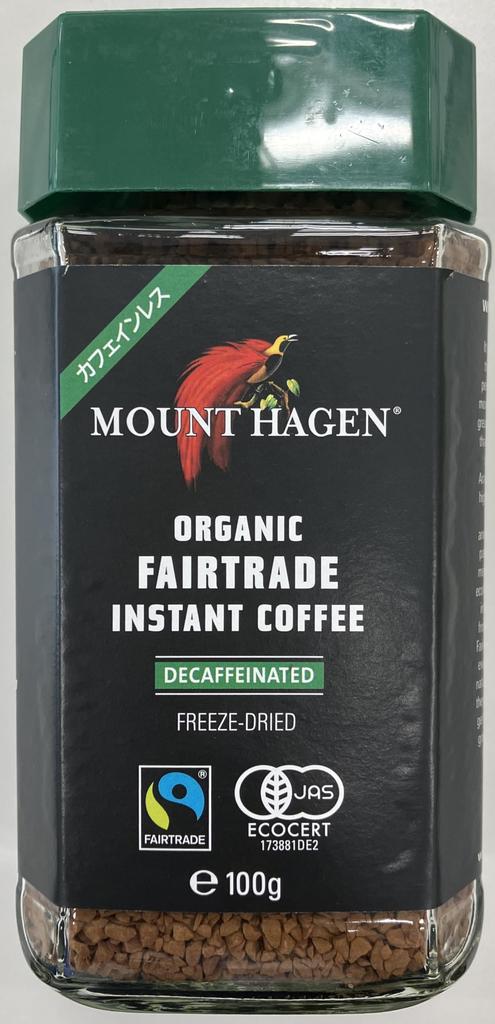 Mount Hagen Fairtrade Decaffeinated Instant Coffee 100g - Natural Decaffeination Process Preserves Flavor and Reduces Caffeine by 99.7%