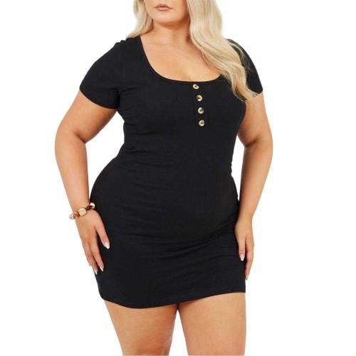 Brave Soul Womens/Ladies Square Neck Plus Short-Sleeved Mini Dress