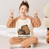 Kinder Flanell Pyjama Set Jungen Mädchen Warm Langarm Oberteil Und Hose Nachtwäsche Winter Haus Nachtwäsche