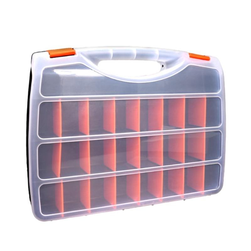 Transparent Plastic Tool Organizer Boxes Adjustable Compartments Secure Latches Ergonomic Handle for Hardware Accessories