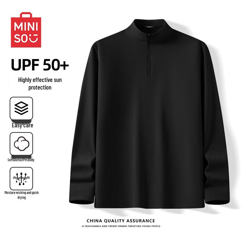 MINISO Men's Half-Zip Long Sleeve Quick-Dry Athletic Shirt
