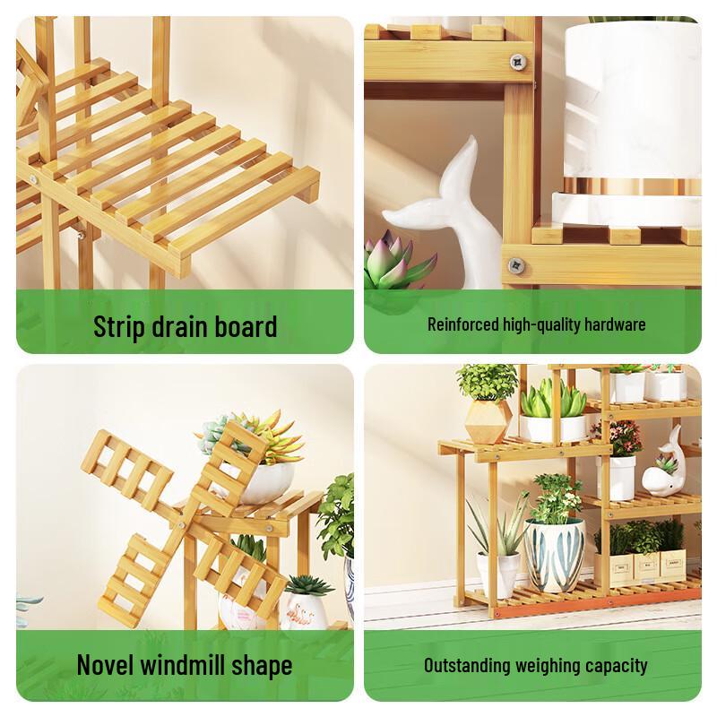 Changbaosen Multi-Tier Solid Wood Plant Stand
