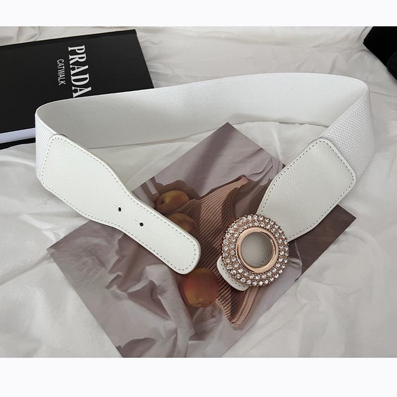 

Adjustable Fashionable Womens Wide Elastic Waist Belt In Black And White For Summer Dresses белый