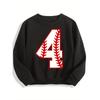 Kids Crewneck Sweatshirt, Baseball Style Number 4 Print, Sport Lovers Daily Casual Pullover