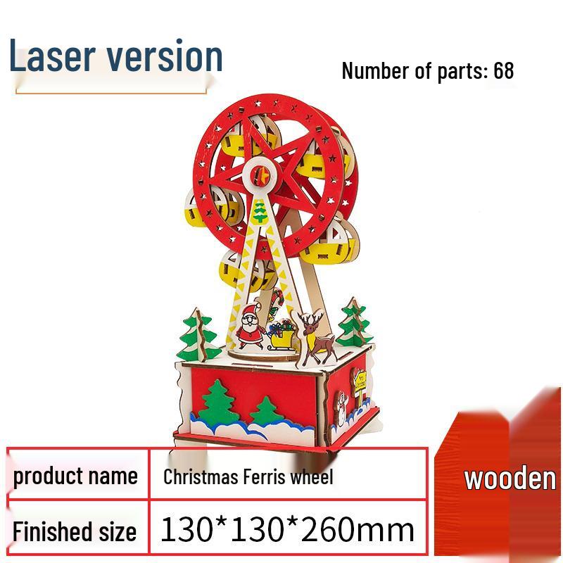 Girls' DIY 3D Wooden Ferris Wheel Puzzle - Educational Assembly Toy