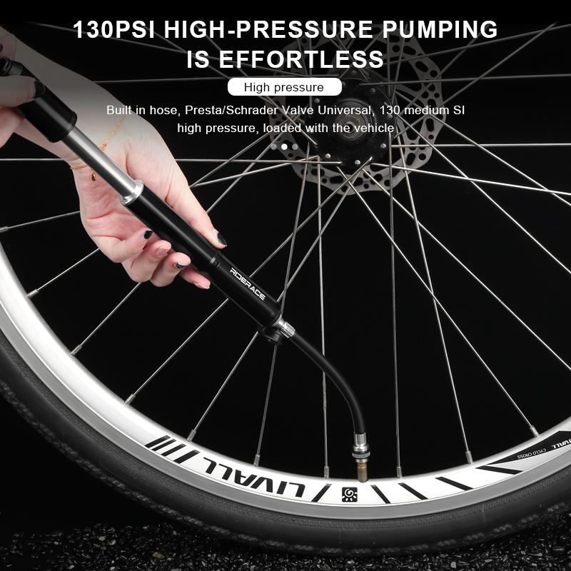 Portable Bike Pump With Hose Aluminum Alloy Bicycle Hand Air Pump Presta Schrader Valve Hand Inflator Cycling Accessories