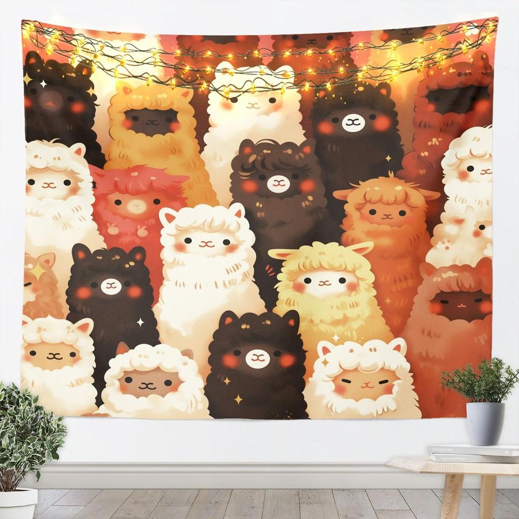 Cute Bear And Cheese Tapestry Adorable Cartoon Bears With Cheese Print Wall Hanging For Bedroom Living Room Dorm Home Decor