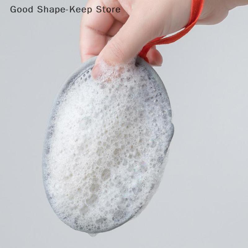1 PCS Double-Sided Square/Oval Bath Foaming Net Soap Bag Exfoliating Body Scrubber Mesh Bathroom Sponge Soap Pocket