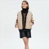 DIMANAF 2025 Coat Women Sweaters Patchwork Wadded Buttons Coat Knitting Jacket Fake Two-Piece Loose Sweater