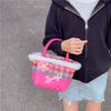 Stylish Children's Woven Handbag Colorful Crochet Tote Bag For Girls With Floral Design