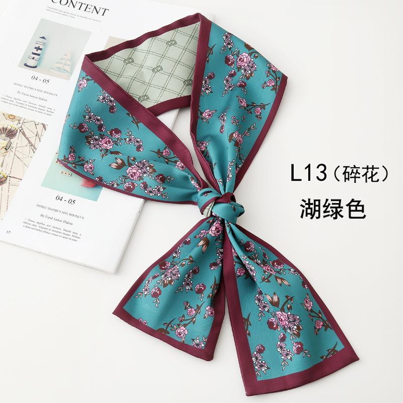 Print Flower Small Scarf For Women Handle Bag Ribbons Fashion Head Scarf Small Long Skinny Scarves Headbands