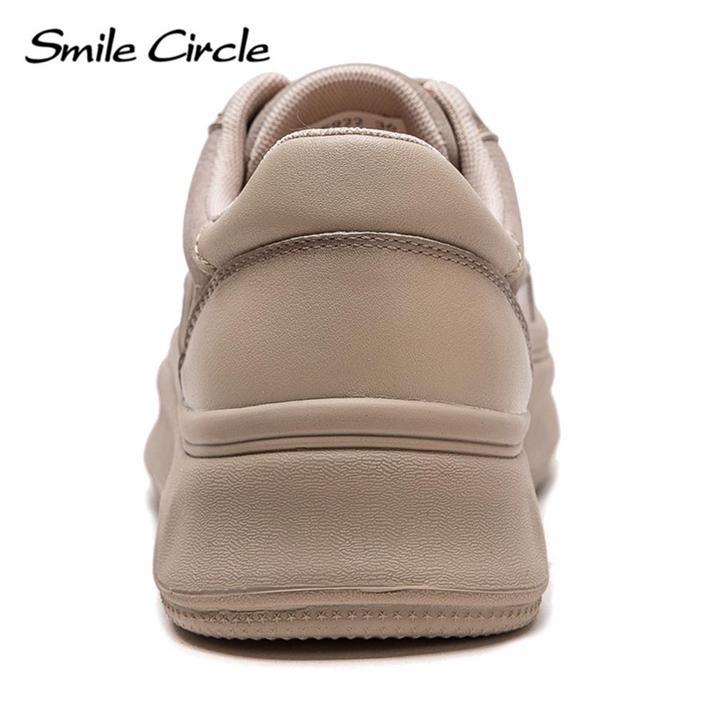 Echtes Leder Damen Freizeitschuhe Runder Kopf Höhe zunehmende dicke Sohle Schuhe Mode bequeme flache Schuhe