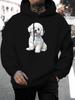 2026 Music Festival Summer New Arrival Unisex Casual Versatile Style Fashion Hoodie with Cute Puppy Print, Adorable Blue Scarf Accent, Letter Design