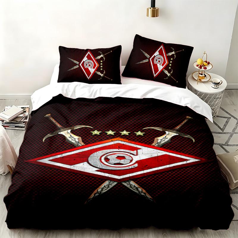 FC Spartak Moskau 3-teiliges Set Perfekt für das Schlafzimmer Bequemes Bettwäsche-Set enthält einen Bettbezug und zwei Kissenbezüge Ideales Geburtstags- oder Weihnachtsgeschenk