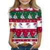 Christmas Children's 3/4 Sleeve Tops Casual  Printed Daily T Shirt Round Neck Pullover Blouse