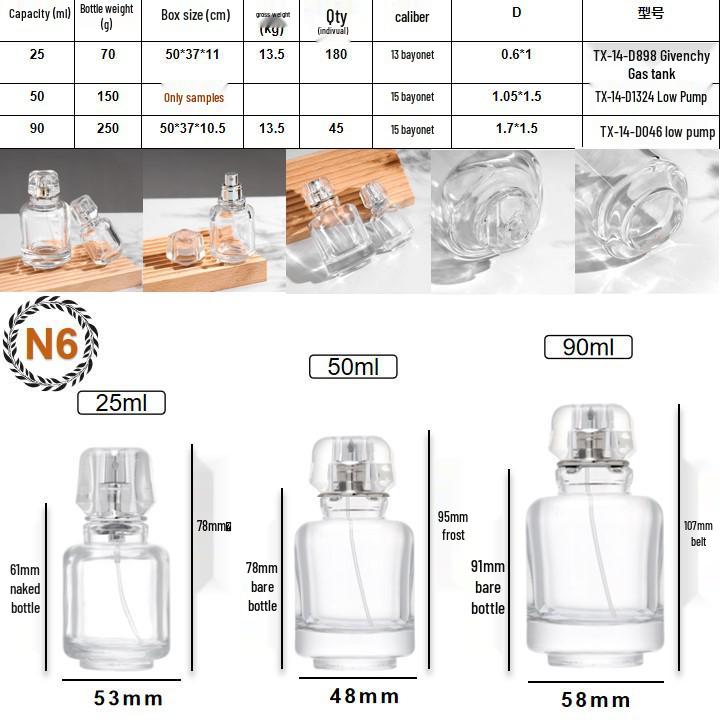 Diverse Glass Perfume Bottles: Bayonet Screw-Neck and Portable Transparent Dispensing Options