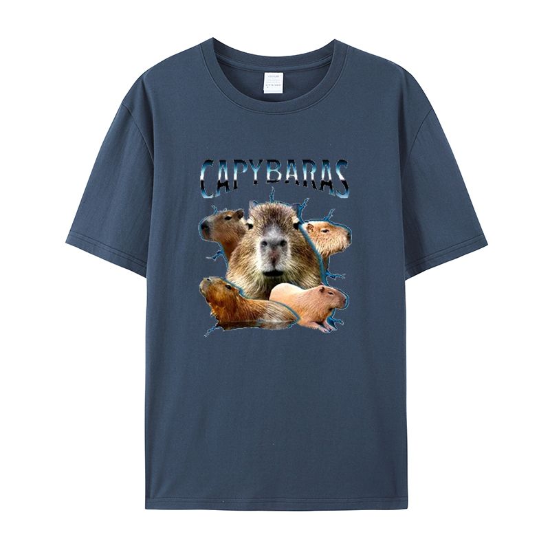 Fun Hamster Printed Men's T-Shirt Summer Vintage Kawaii Men's Women's Surfing Beach T-Shirt Unisex Breathable Casual Top