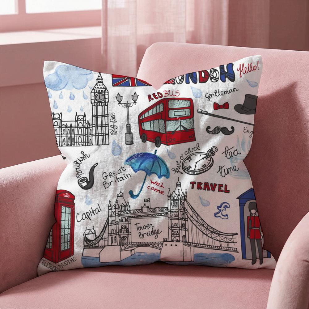 LOVE England Bedruckte Kissenhülle Mehrzweck-Kissenbezug für Zuhause & Auto - Wendbar, Weich & Langlebig für den täglichen Gebrauch