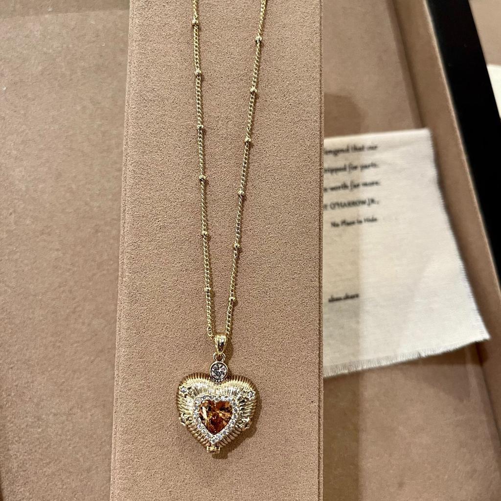 Coffee Gold Star Sugar Cube Bead Necklace, French Style Layered Chain