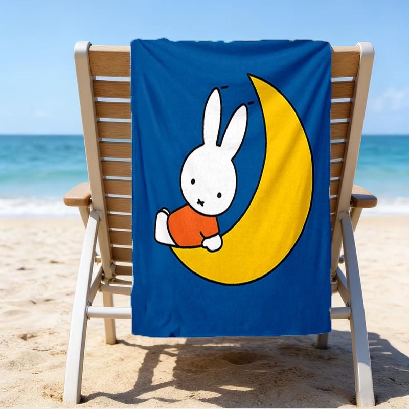 1pc Miffy4 Beach Towel, Beach and Seaside Swimming Pool Equipment, Fashion Pattern, Rectangular, Travel Essentials