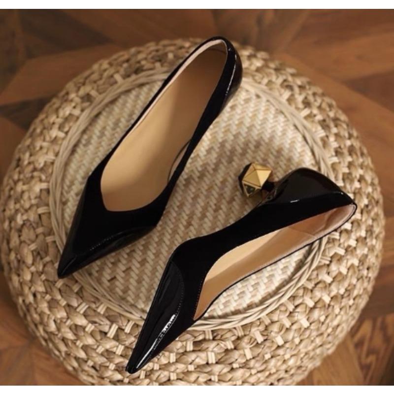 Fashion New Style Luxury Women's Fashion Mid Heel Special-shaped Heels Pointed Shallow Single Shoes Lady Leisure Comfortable Work Shoes