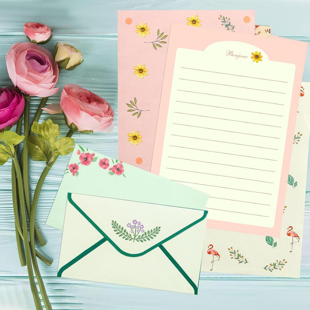 36 PCS Stationary Set with Envelopes,6 Different Style Cute Letter Writing Kit,24 Stationery Paper + 12 Envelopes