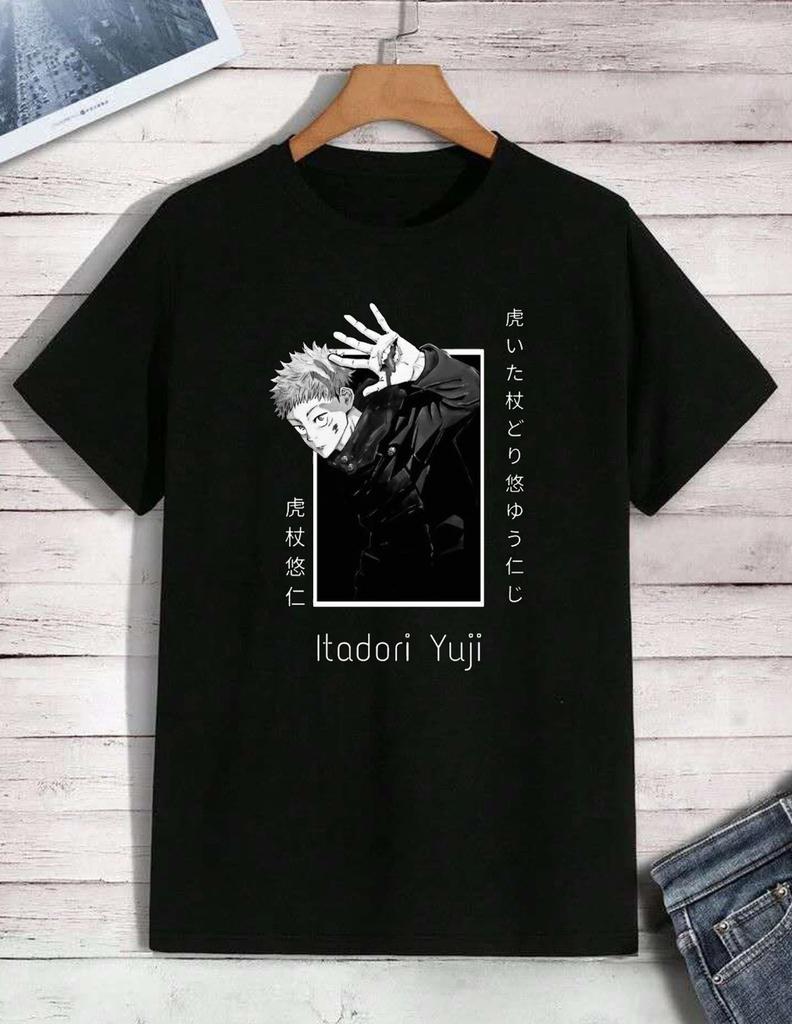 Anime Jujutsu Kaisen Yuji Itadori Unisexga Graphic Black TShirt Size S4xl