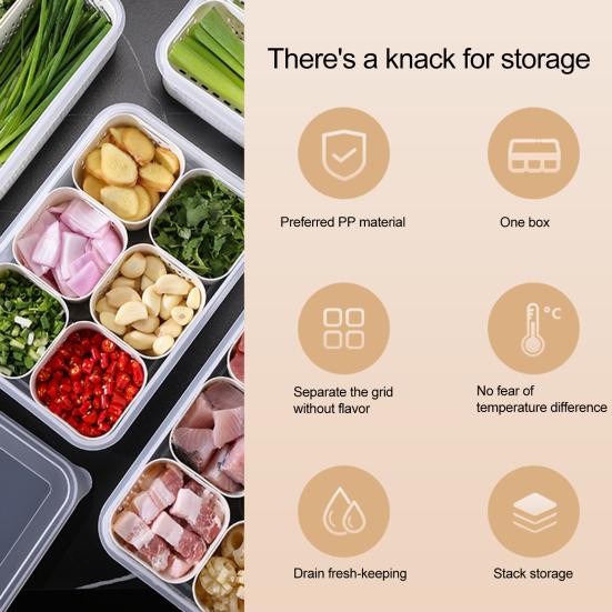 Food Storage Box Divided Snack Serving Tray with Lid BPA Free 6 Compartments Snack Box Portable Storage Organizer