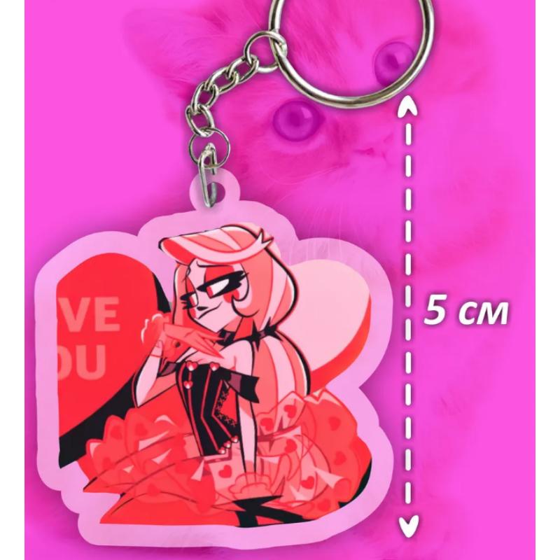 Acrylic Key Buckle for Alastor Lucifer Charlie Vaggie Husk Angel Dust Vox Anime Cartoons Acrylic Key Chain Pendant Birthday Gift