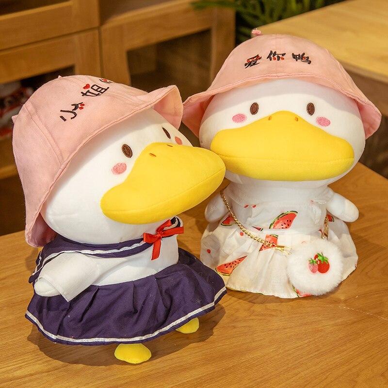 1pc 33cm Kawaii Duck With Clothes Plush Toys Multiple Styles Cute Dressing Duck Pillow Stuffed Dolls For Kids Girl Xmas Gift