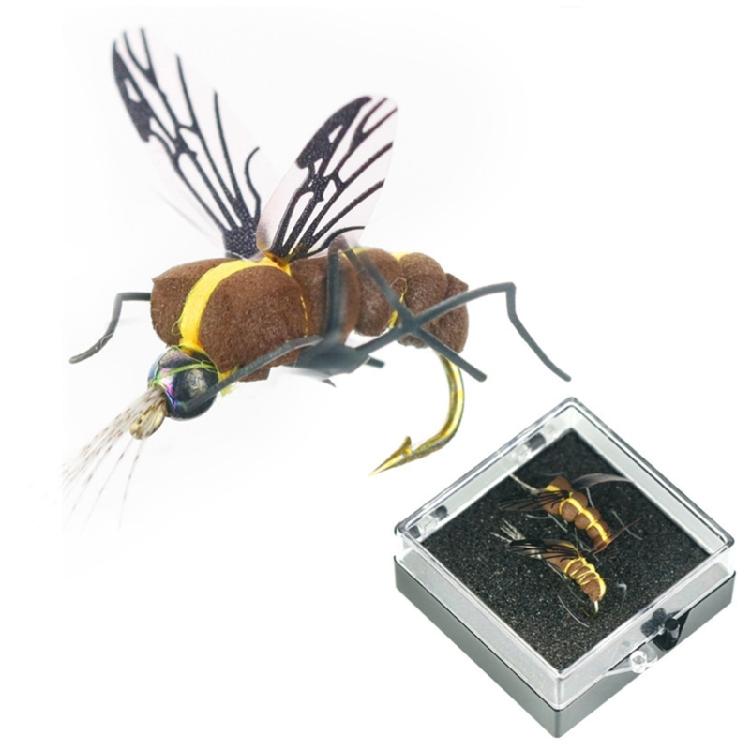 2 szt. Pływające przynęty na muchy i pszczoły z pudełkiem Sztuczne przynęty owadzie Atraktanty Sprzęt wędkarski Haczyki do wędkarstwa muchowego Przynęty