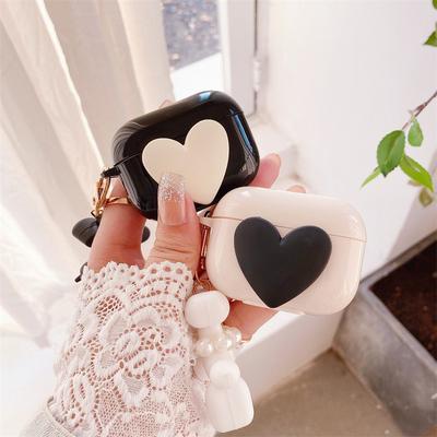 Solid Color Big Love Simple Bluetooth Headset Protective Case Airpods 1 Generation/2 Generation/3 Generation/Airpods Pro