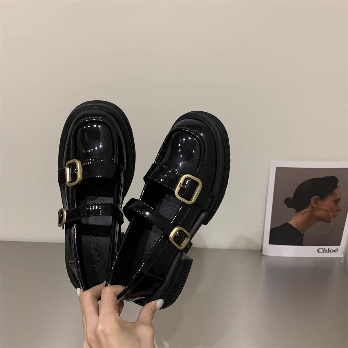 

Французские мягкие туфли Мэри Джейн на плоской подошве, женские весенние черные туфли в британском стиле, маленькие кожаные туфли 39