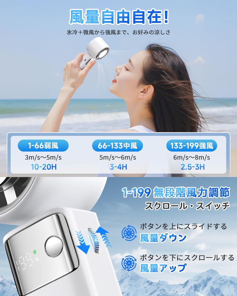 Goldmax Portable Handheld Fan with Cooling Handheld Instant 6000mAh Large Rapid Cooling to Stepless Wind Speed Powerful Super Fast LED USB Desktop