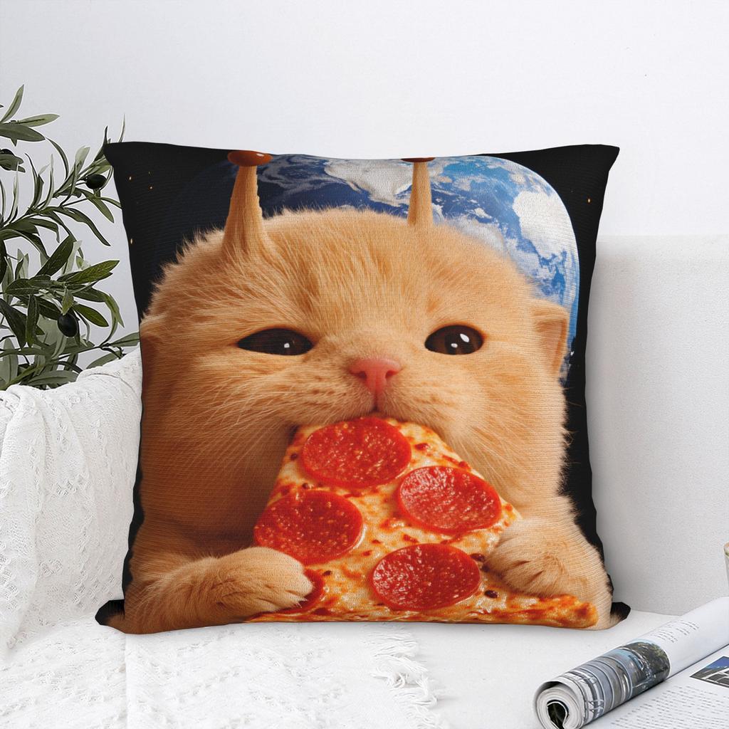 Funny Space Pizza Cat Pillow Cover Cute Funny Pillow Case For Chair Sofa Home Decor Design Pillowcases Gift Idea