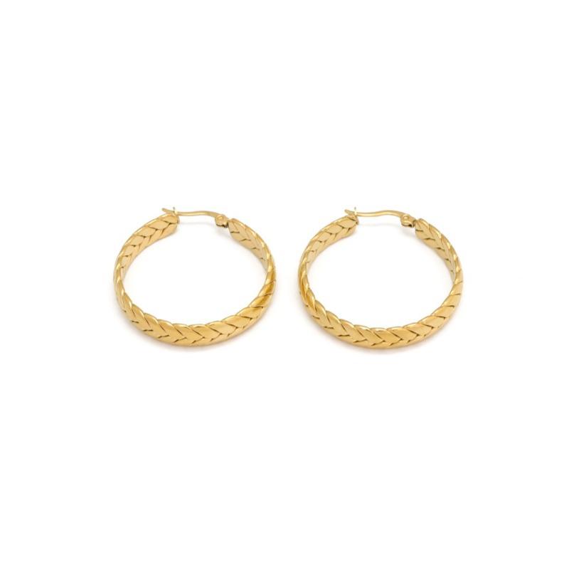 Fashionable Real Gold Electroplated Circle Earrings for Women's Simple Twisted Earrings Temperament High-end and Versatile Earrings