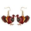 12 Styles Turkey Collection Drop Earrings Colorful Enamel Ear Stud For Women Gilrs Thanksgiving Day Party Jewelry Festival Gift