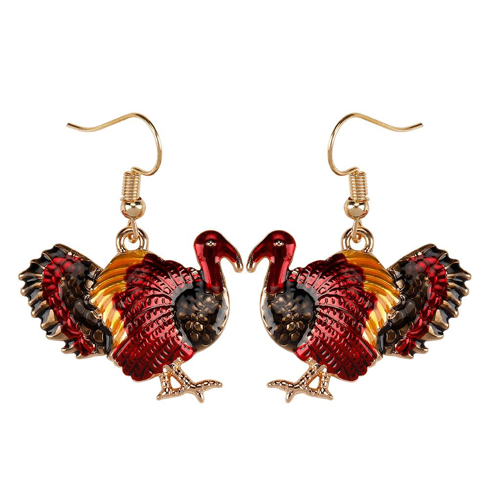 12 Styles Turkey Collection Drop Earrings Colorful Enamel Ear Stud For Women Gilrs Thanksgiving Day Party Jewelry Festival Gift
