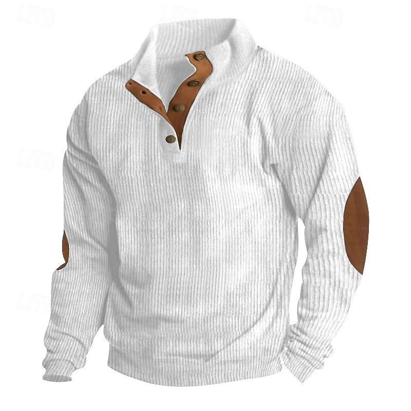 Men's Pullover for Autumn and Winter, Suede Lapel Striped Sweatshirt, Casual Striped Knitted Shirt for Young People