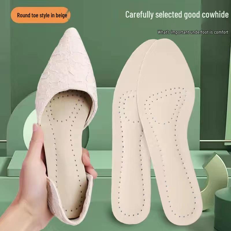 Women's Genuine Leather Non-Slip Breathable Insoles for High Heels - Sweat-Absorbing & Deodorant.