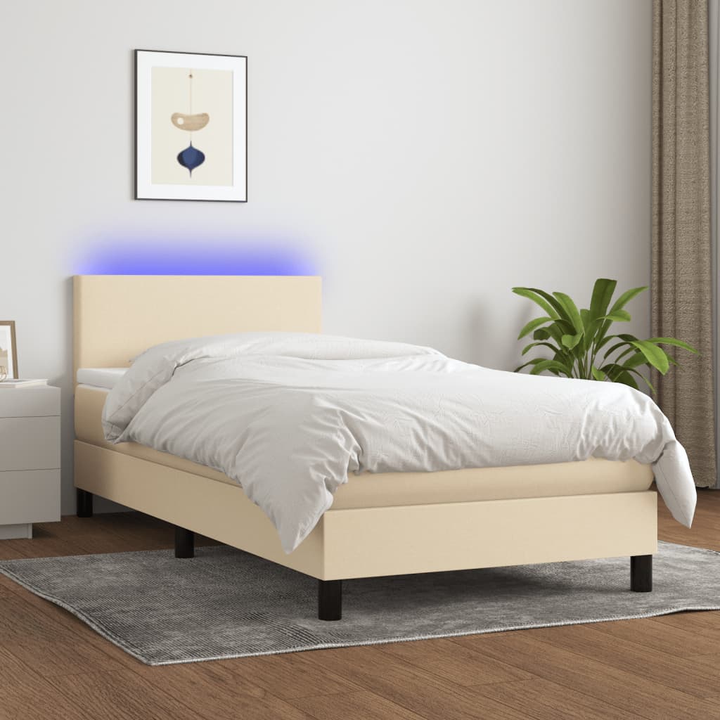 Vidaxl Continental Bed With Mattress, Cream, 90X190 Cm, Fabric
