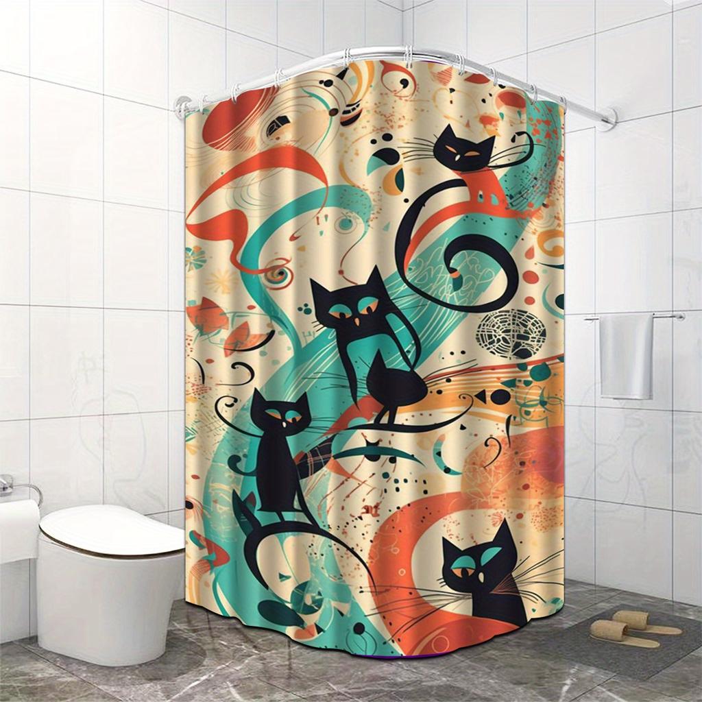 Playful Cats Shower Curtain: Embrace the Vibrant Art Design, Soft Fabric, and Whimsical Vibes for Your Fun Bathroom