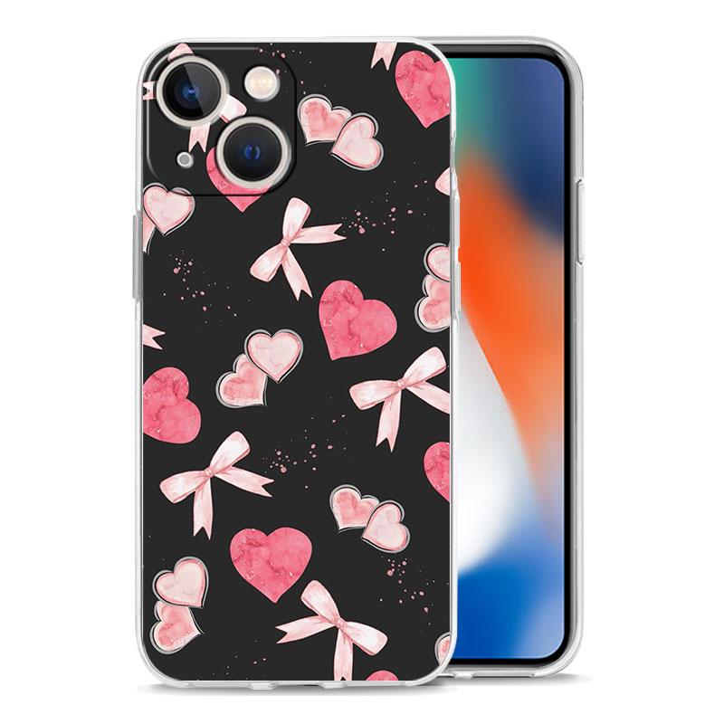 Phone Case For iPhone 17 Cases iPhone Air 16 15 12 13 14 Pro Max 7 8 Plus 16Pro iPhone11 Soft Cover Cute Pink Heart Bow